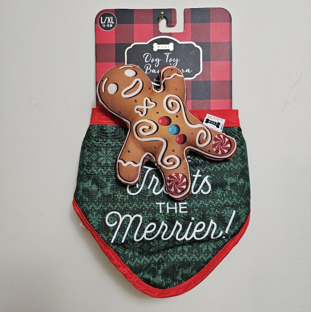 NEW Woof Dog toy and Bandana Christmas
